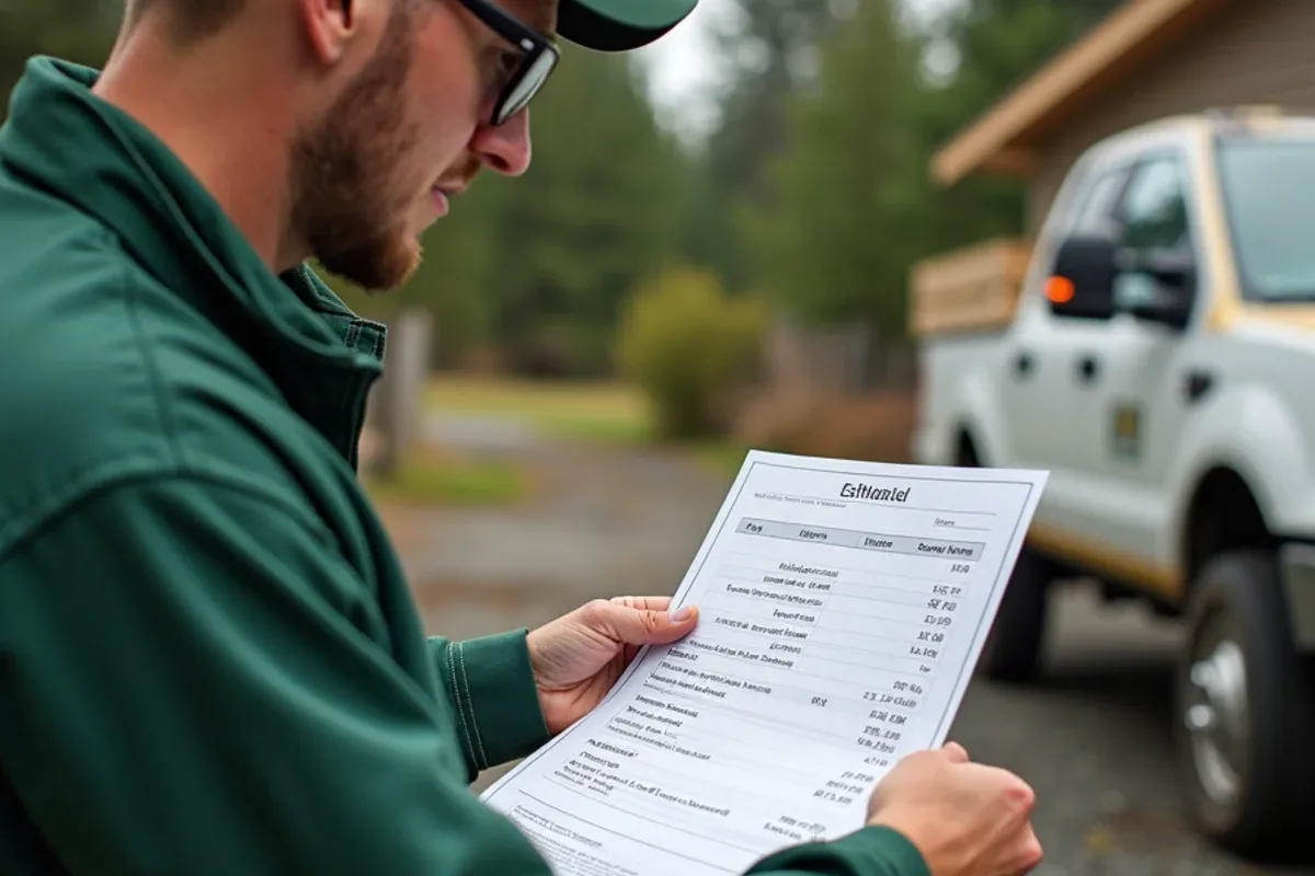 Homeowner reviewing an itemized fence estimate and payment options in Lakewood, WA