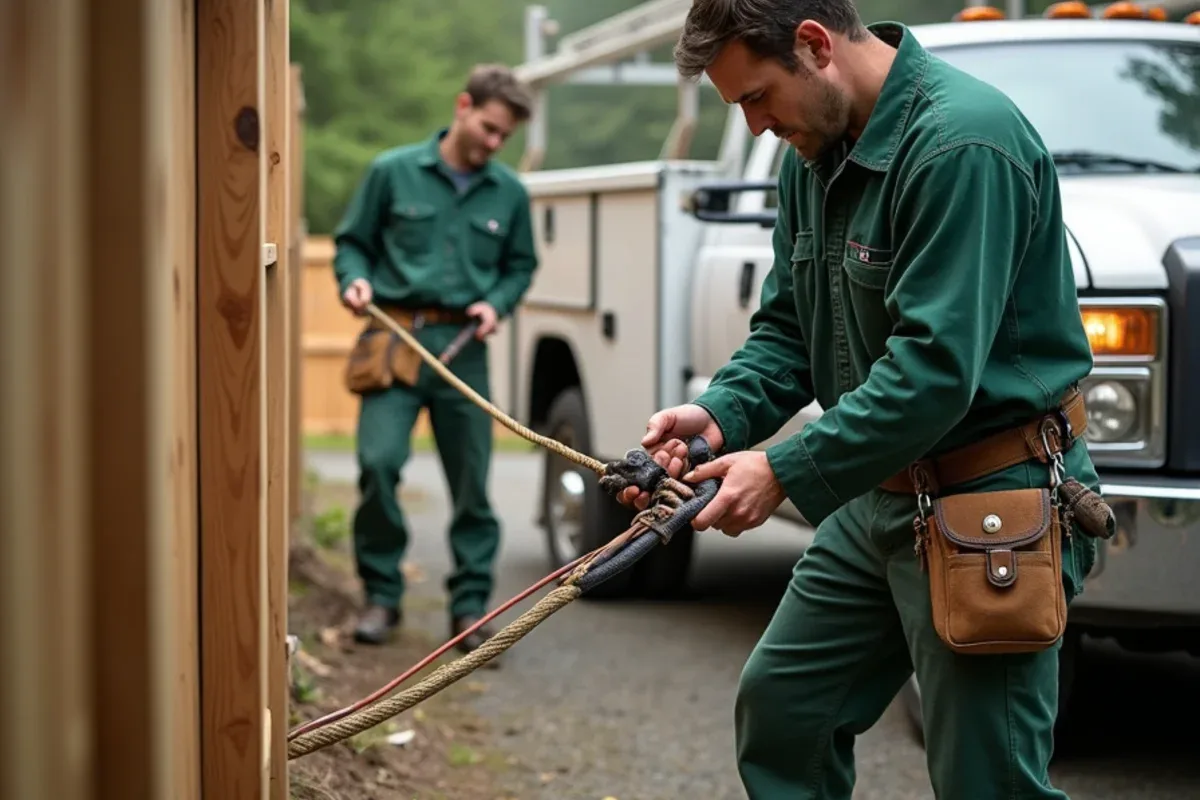 Anti-sag cable kit with a turnbuckle installed diagonally across a wood gate frame