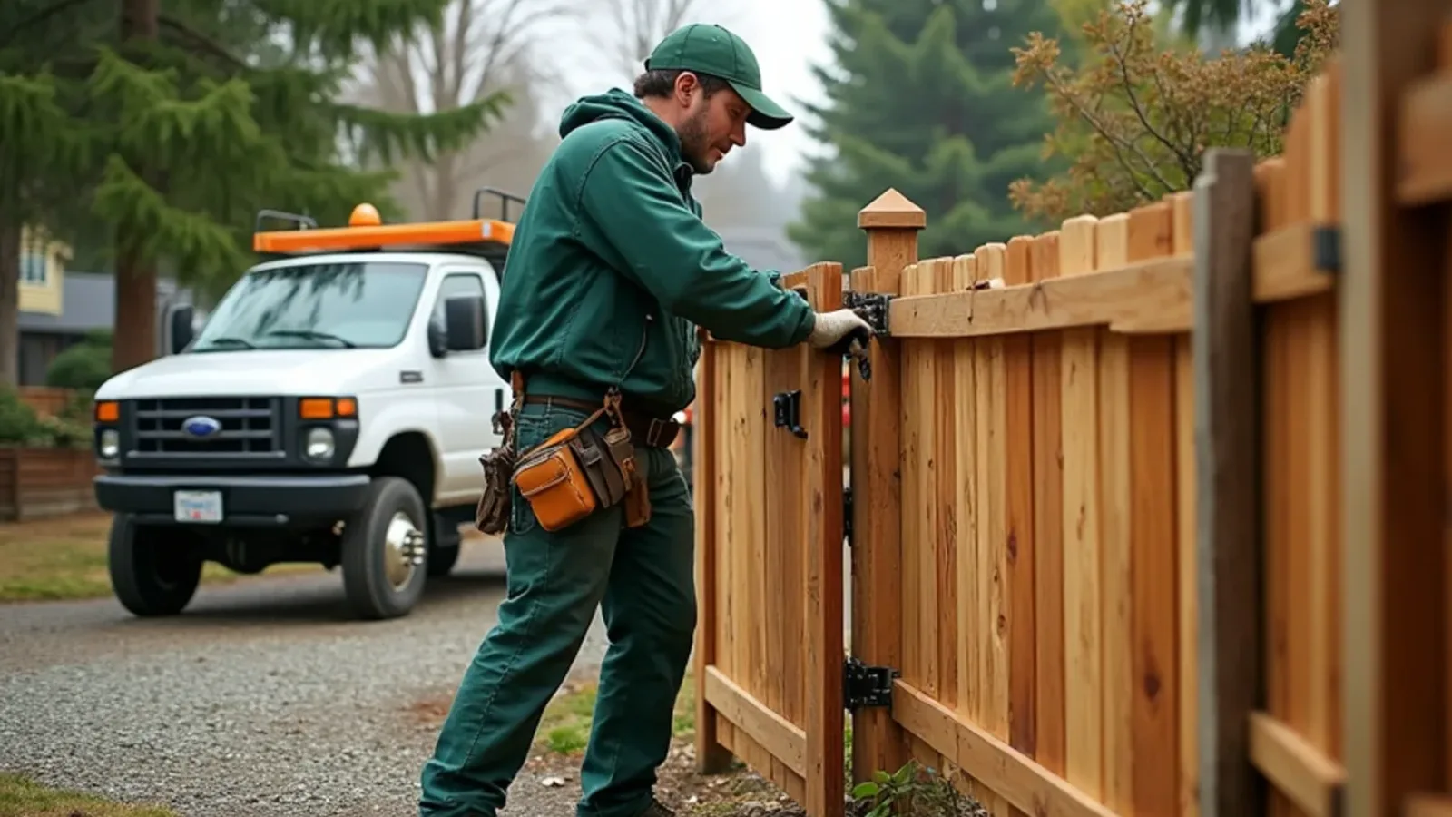 Wood backyard gate sagging at the latch corner and dragging on the ground in a Spanaway yard