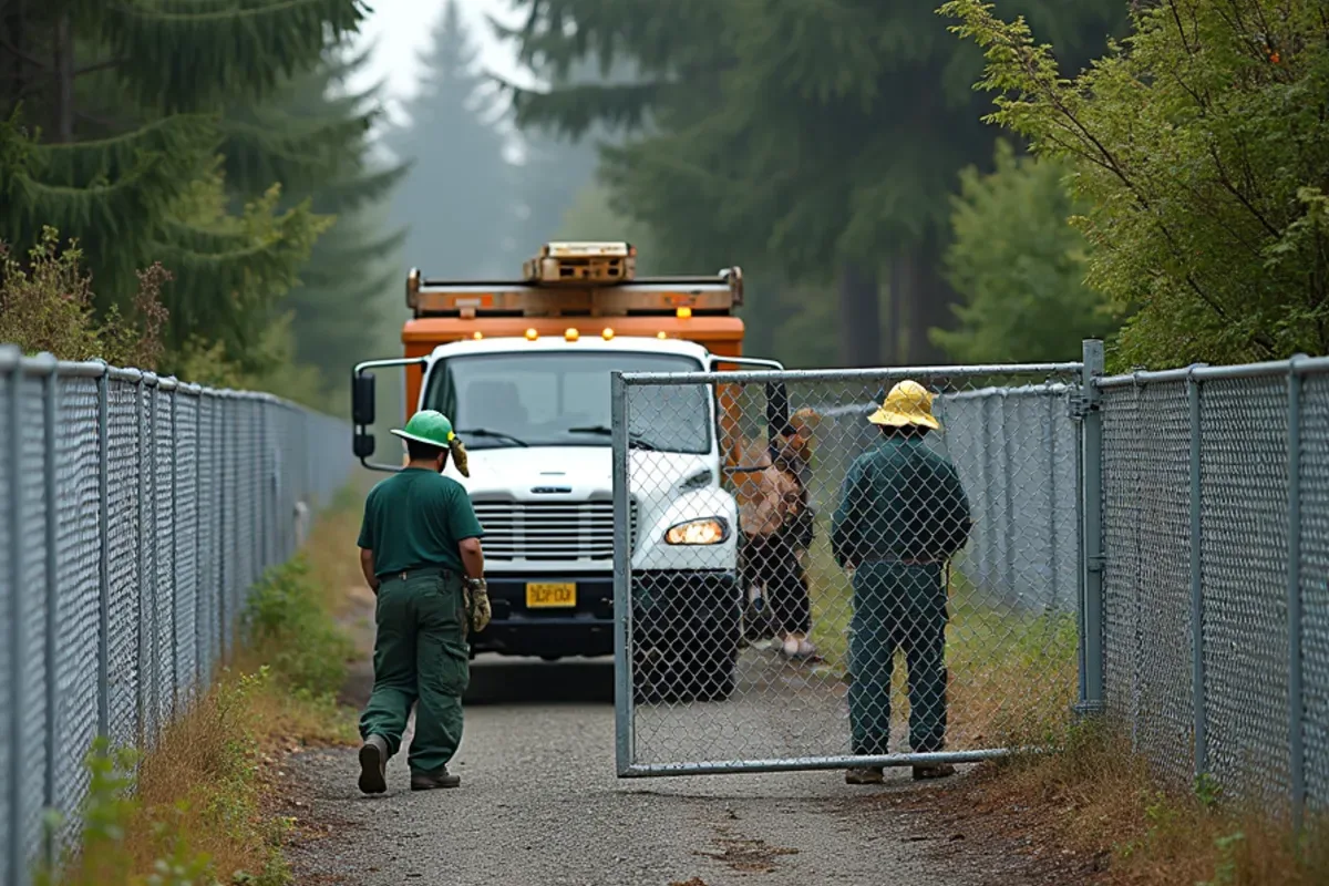 Galvanized chain link fence and gate on a Lakewood, WA lot