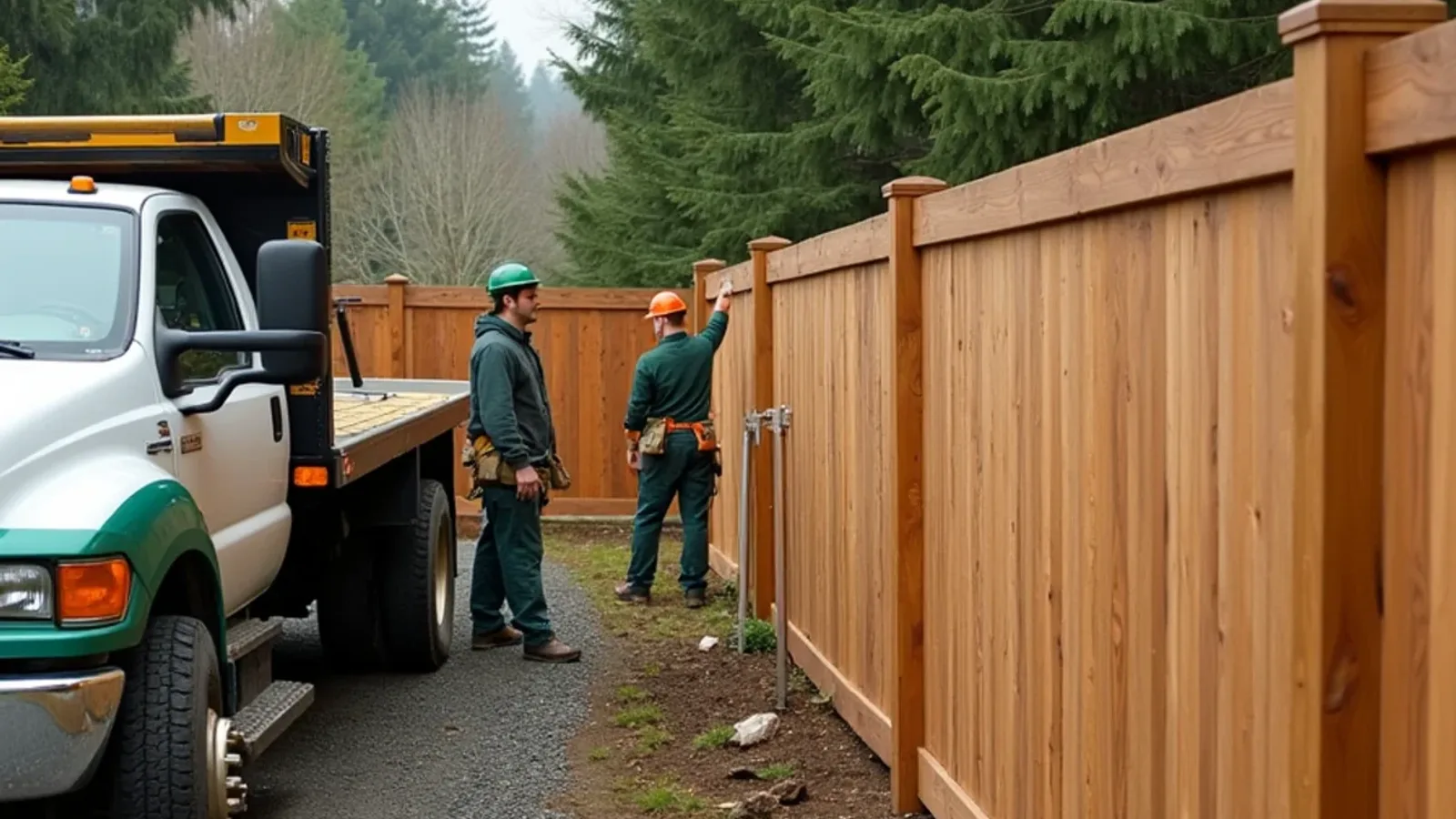 Composite privacy fence with a wood-grain finish in Lakewood, WA