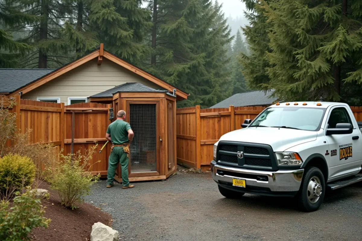 Enclosed dog run and kennel built in Lakewood, WA