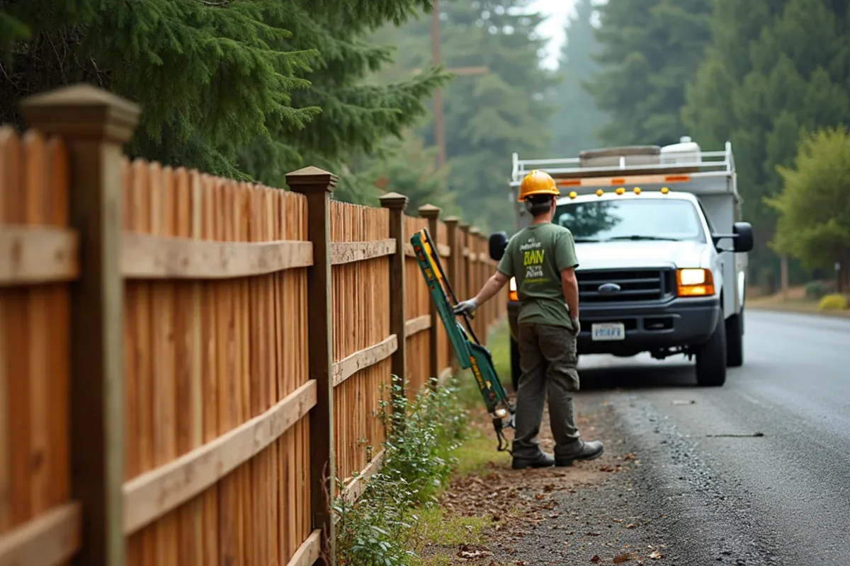 Rebuilt fence section after tree damage in Lakewood, WA