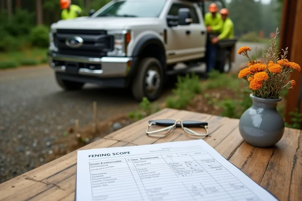 Written fence installation scope and estimate for a Lakewood, WA project