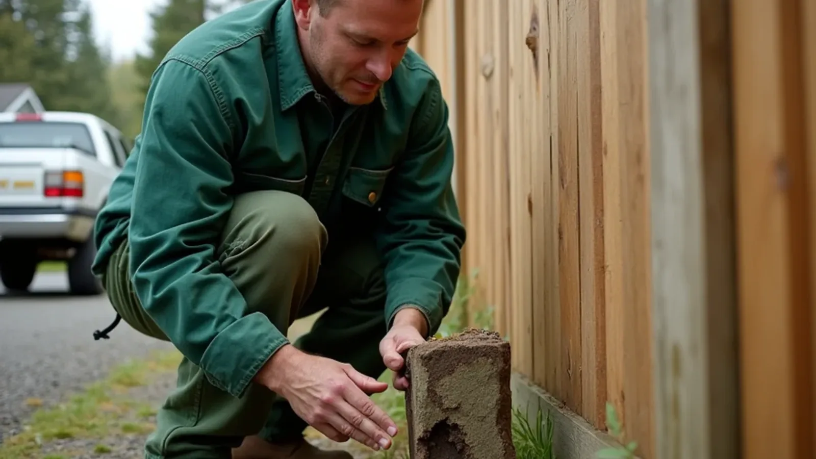 Replacing a rotted fence post in Lakewood, WA