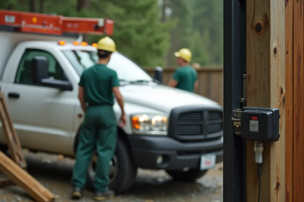 UL 325 safety sensors on an automatic gate in Lakewood, WA