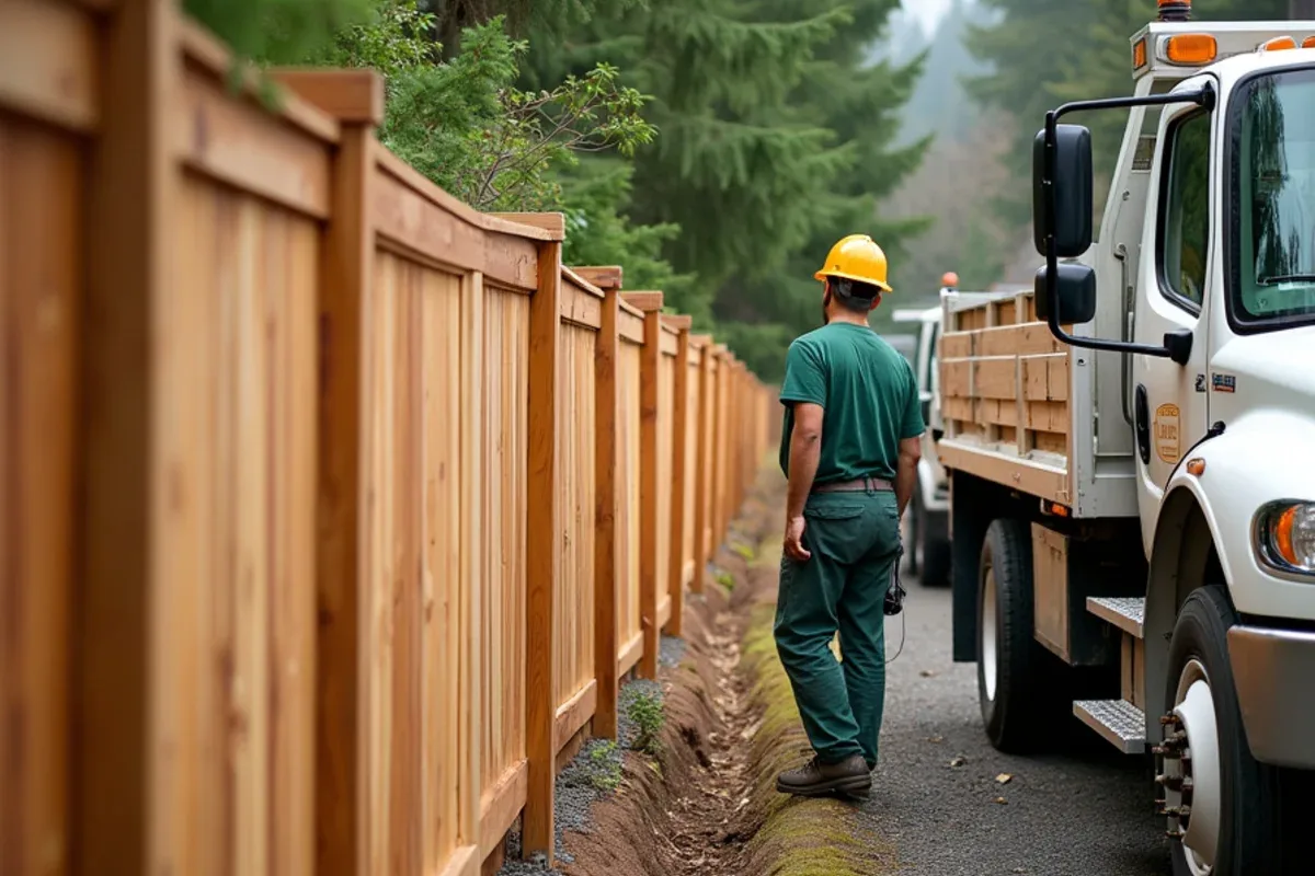 New cedar privacy fence along a Lakewood, WA property line