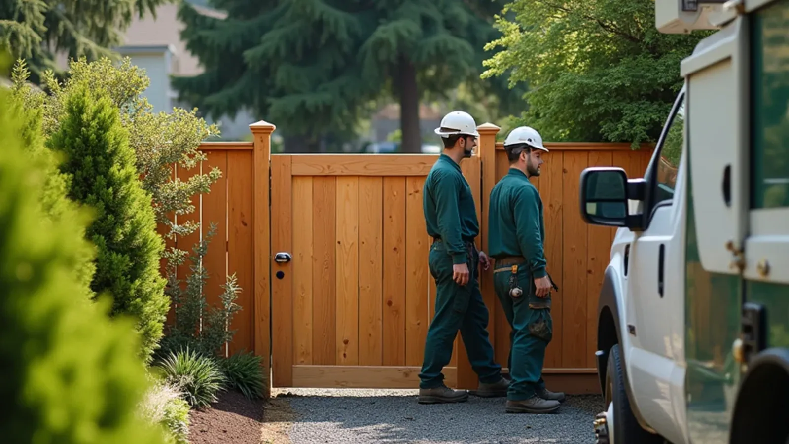 Residential backyard fence and gate on a Lakewood, WA home