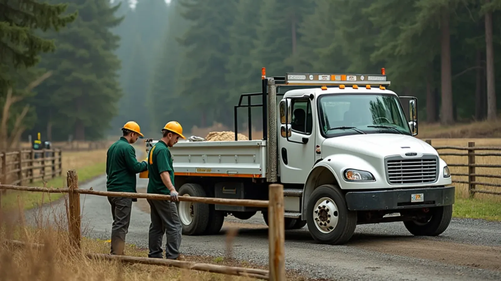 Fence contractor installing a split rail fence on an acreage parcel in Graham, WA