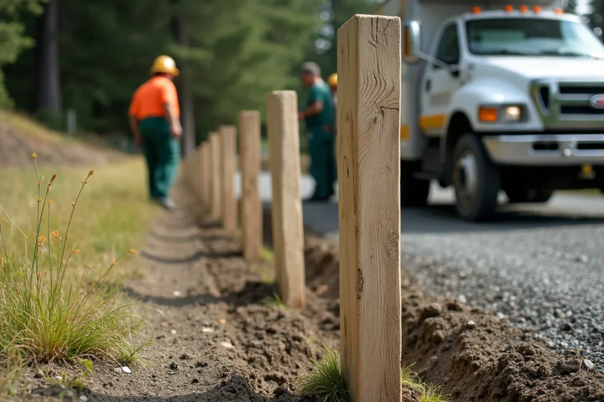 Fence posts set in gravelly prairie outwash soil in Pierce County, WA