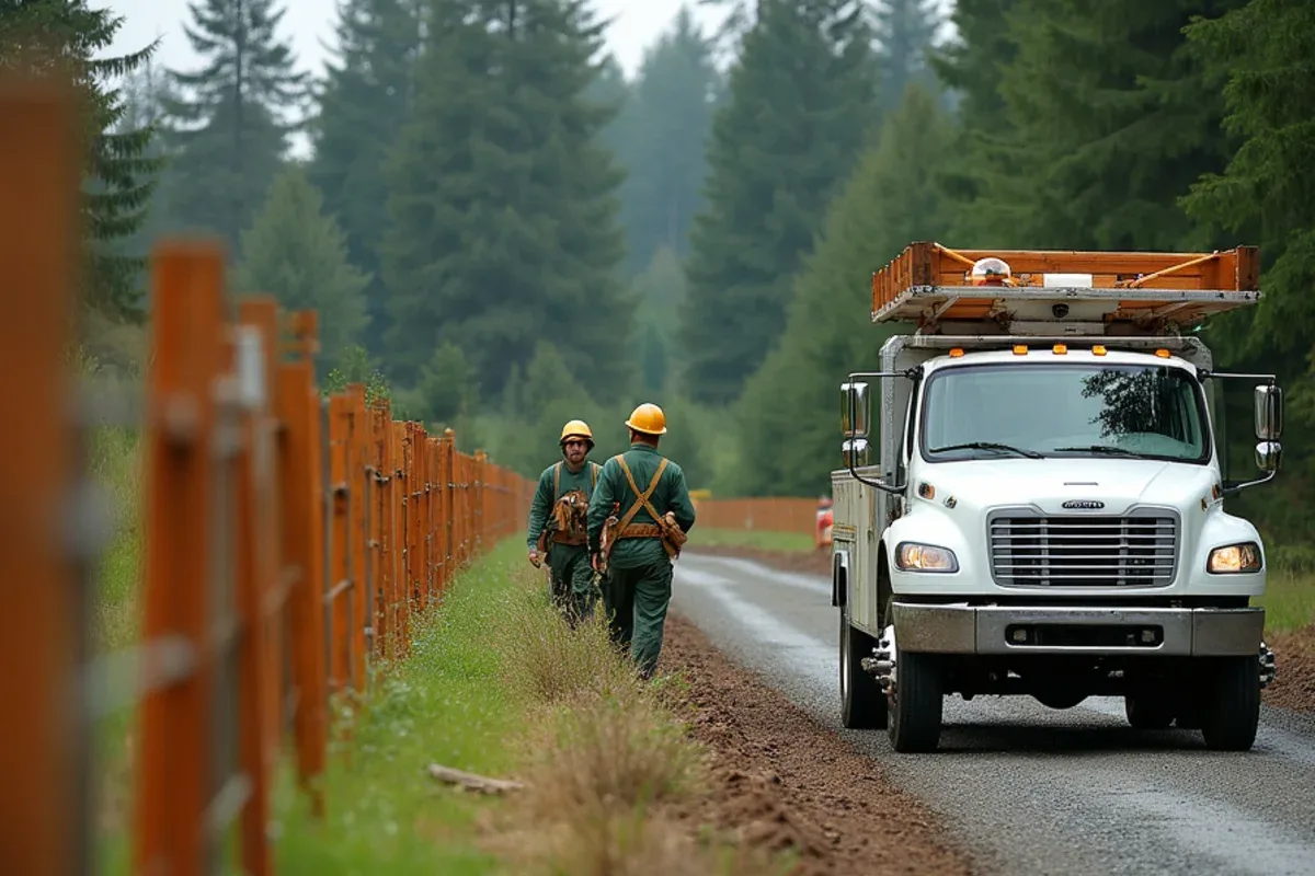 Rural wood fence line crossing acreage in Pierce County, WA