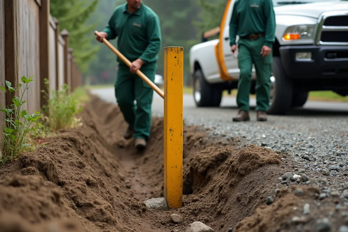 Fence post set with drainage in soft river soil in Puyallup, WA