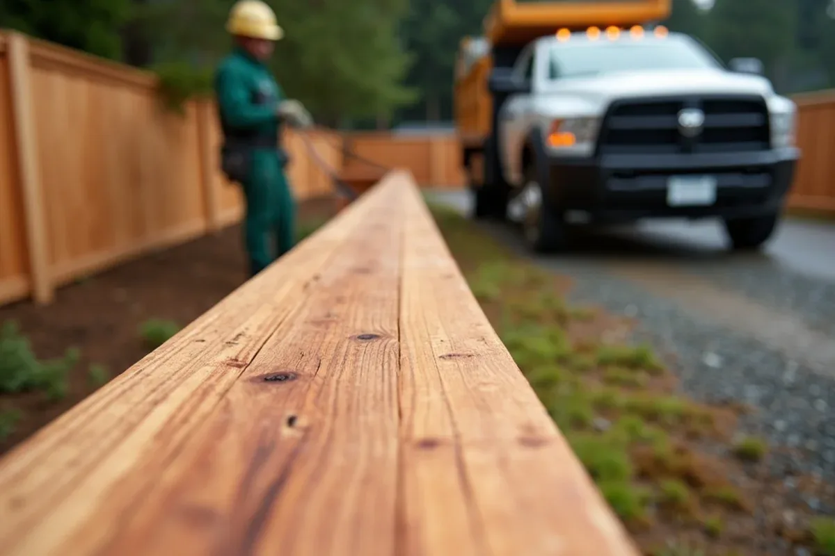 Close-up of western red cedar fence boards and grain in Lakewood, WA