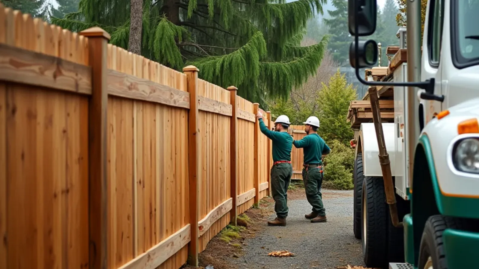 Six-foot cedar privacy fence screening a Lakewood, WA backyard