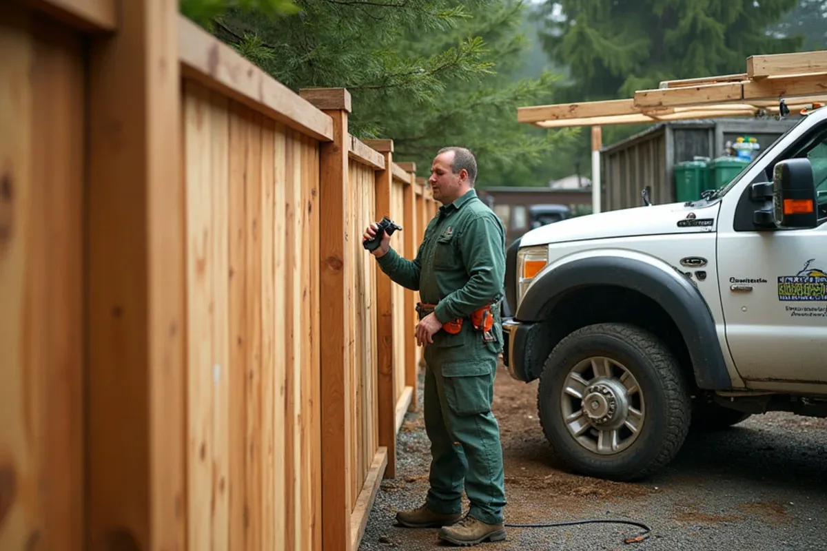 Shadow box wood fence style installed in Lakewood, WA