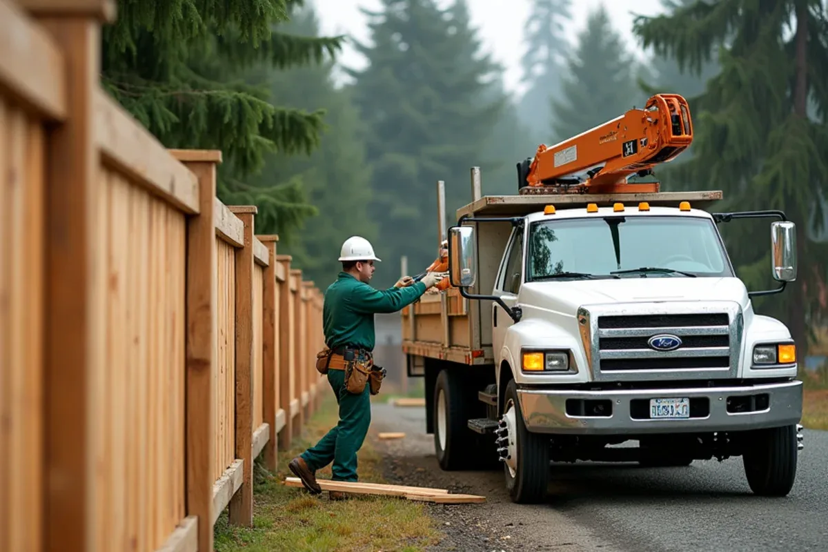Cedar fence boards mounted on galvanized steel posts in Lakewood, WA